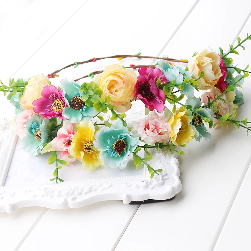 Lady Girl flower Fairy wedding Pink green yellow bride Party Hair Headband Crown Prop Garland Bridesmaid Flower Crown
Lady Girl flower Fairy wedding Pink green yellow bride Party Hair Headband Crown Prop Garland Bridesmaid Flower Crown