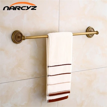 Towel Bars 60cm Single Rail Antique Brass Towel Holder Bath Shelf Towel Hangers Bathroom Accessories Black Wall Shelves 9146K