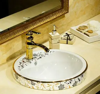 Taichung semi - embedded basin washbasin art round ceramic toilet sink