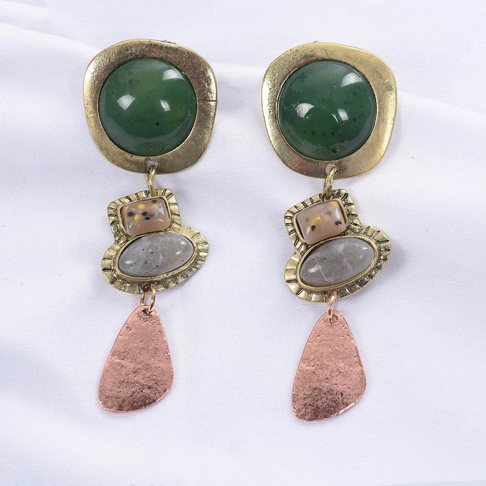 New Za Stones Green Beads Dangle Earrings For Women Vintage Metal Pendant Statement Earrings Factory Jewelry Gift
New Za Stones Green Beads Dangle Earrings For Women Vintage Metal Pendant Statement Earrings Factory Jewelry Gift