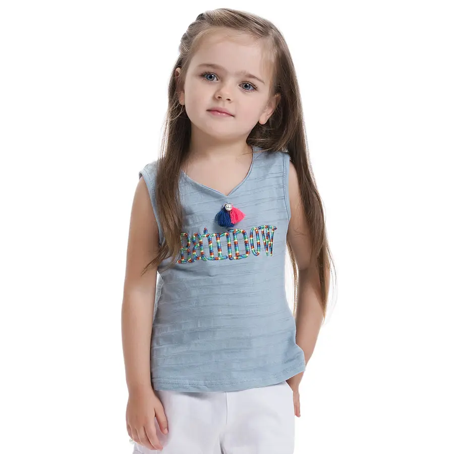 LEMEMOGO New Active Girl Tops Kids Cotton Sleeveless Rainbow embroidered T-shirt Tpos For Children Clothing Girl 3-8 year Summer
LEMEMOGO New Active Girl Tops Kids Cotton Sleeveless Rainbow embroidered T-shirt Tpos For Children Clothing Girl 3-8 year Summer