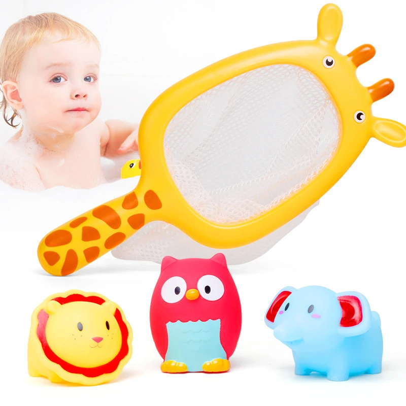 Baby Bath Toys Animals Swimming Water Toys With Net Fishing Colorful Soft Floating Rubber Animal Squeeze Sound Squeaky Toy
Baby Bath Toys Animals Swimming Water Toys With Net Fishing Colorful Soft Floating Rubber Animal Squeeze Sound Squeaky Toy