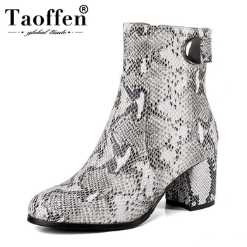 Taoffen Women Genuine Leather Ankle Boots Winter Fashion Print Snake Shoes Round Toe Zipper Thick High Heel Boots Size 34-39
Taoffen Women Genuine Leather Ankle Boots Winter Fashion Print Snake Shoes Round Toe Zipper Thick High Heel Boots Size 34-39