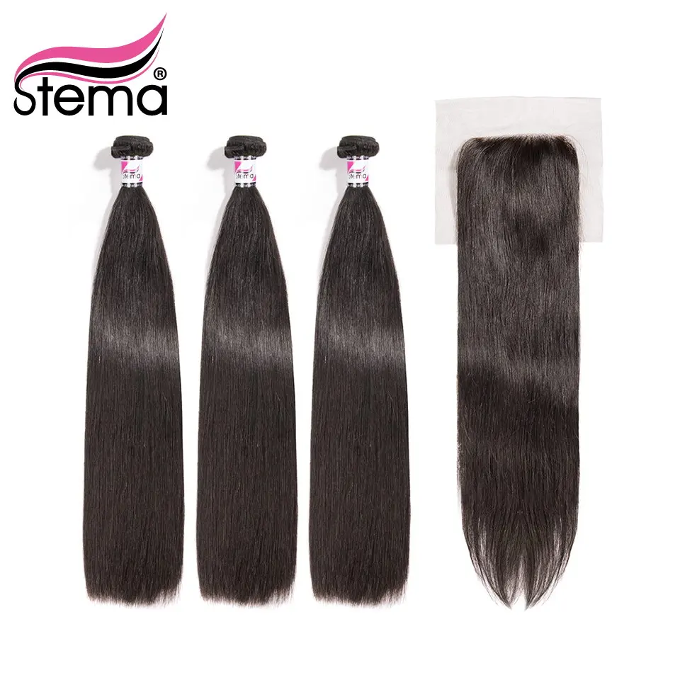 Stema Brazilian Straight Human Hair Bundles With Closure 3PCS Hair Weaves With 1PC Lace Closure 4x4 Remy Hair Extension
Stema Brazilian Straight Human Hair Bundles With Closure 3PCS Hair Weaves With 1PC Lace Closure 4x4 Remy Hair Extension