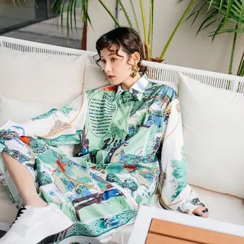 Female New Novelty Designer Map Clothing Spring Fashion Street Wear Long Sleeve Blouse and Knee Length Skirt Two Piece Sets
Female New Novelty Designer Map Clothing Spring Fashion Street Wear Long Sleeve Blouse and Knee Length Skirt Two Piece Sets