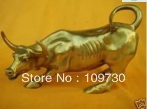 GG 001 Wall Street Chieese Bronze Fierce Bull OX Statue 8"L