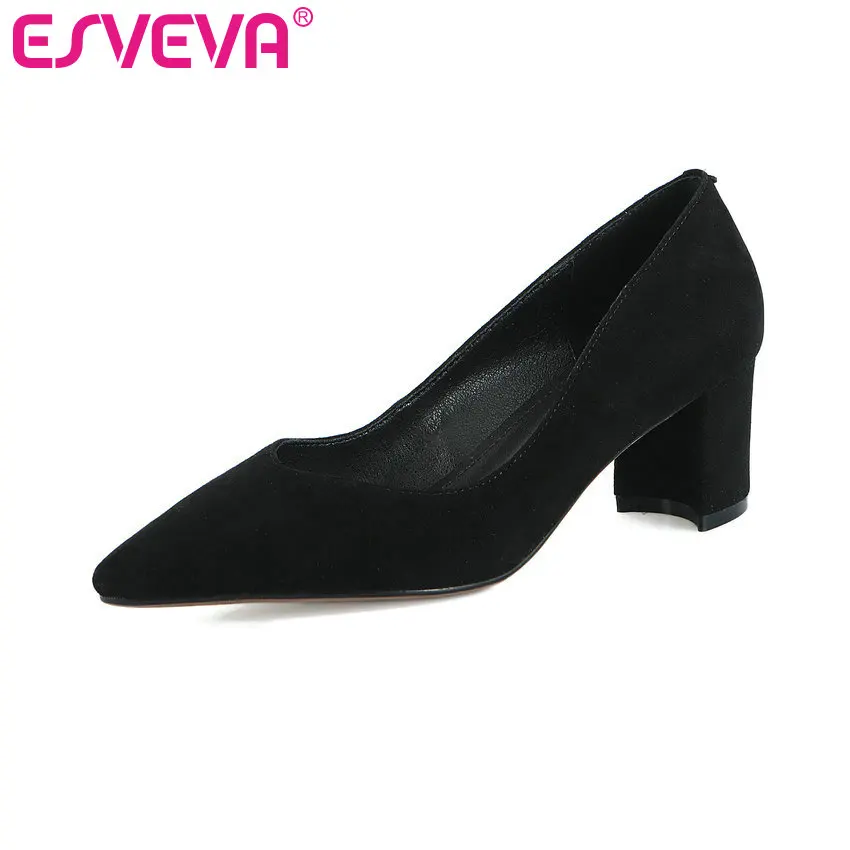 ESVEVA 2019 Women Pumps Square High Heel Kid Suede Pointed Toe Comfortable Basic Office Shoes Classic Black Slip on Size 34-41
ESVEVA 2019 Women Pumps Square High Heel Kid Suede Pointed Toe Comfortable Basic Office Shoes Classic Black Slip on Size 34-41