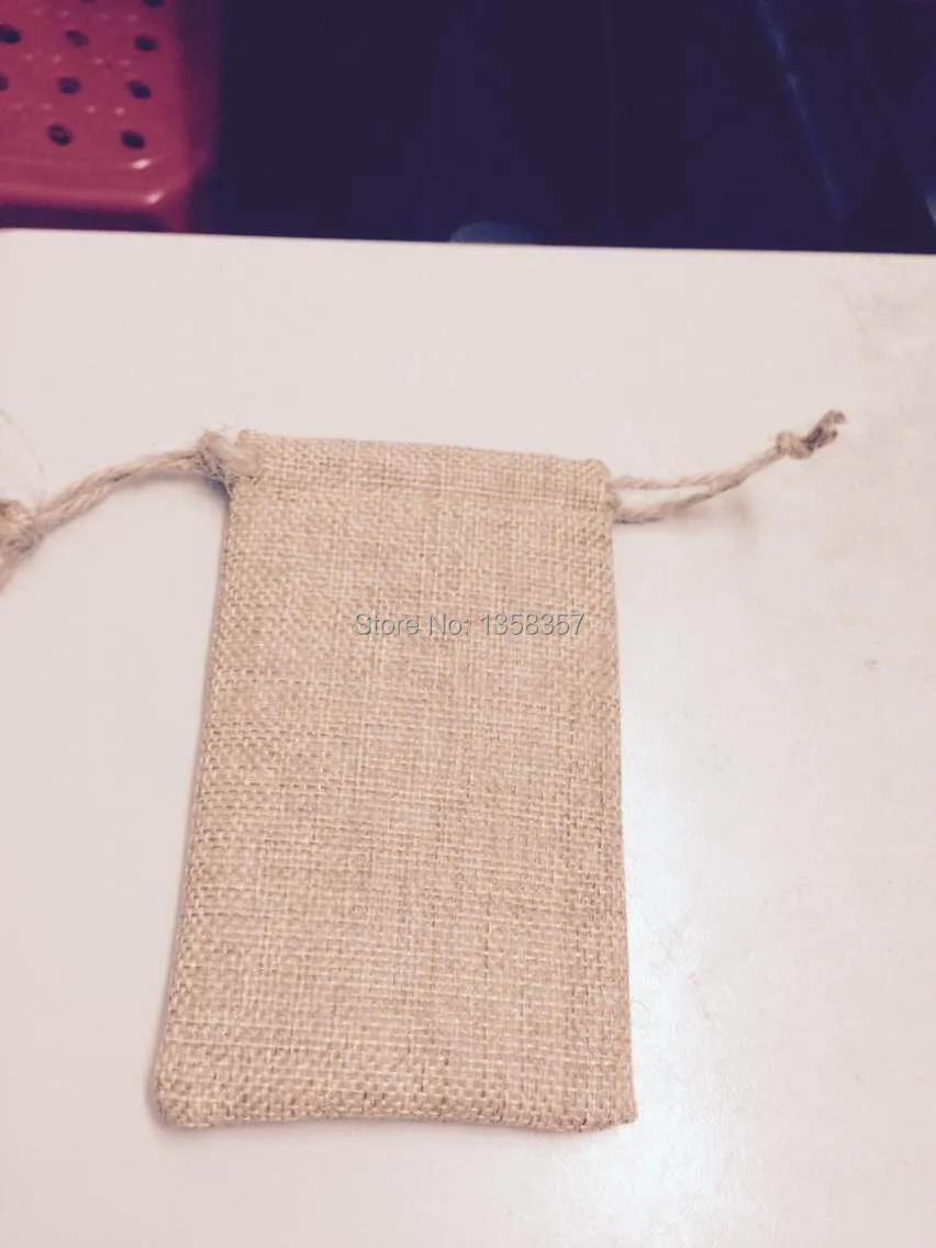 100pcs/lot wholesale jute/linen/flax drawstring gift bags for glasses/jewelry packaging Size be customized Various colors | Украшения и
