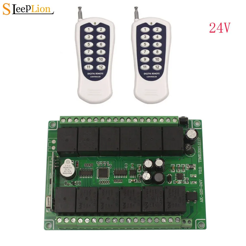 Sleeplion 24V 12CH Remote Control Switch Wireless Transmitter Receiver Learn Code 8 Kinds Work Way 315MHz/433 MHz Module
Sleeplion 24V 12CH Remote Control Switch Wireless Transmitter Receiver Learn Code 8 Kinds Work Way 315MHz/433 MHz Module
