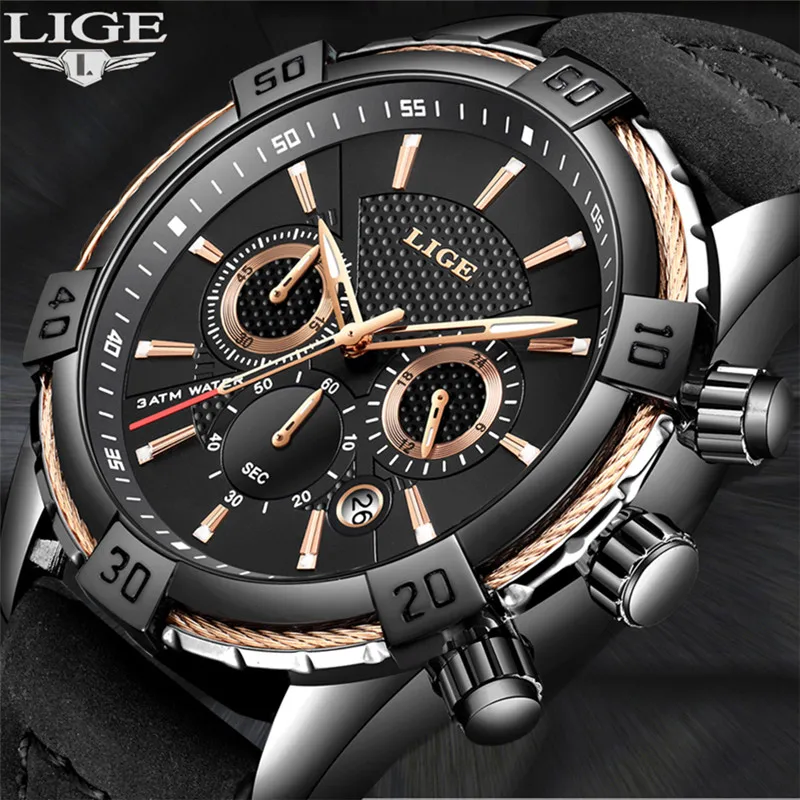 LIGE Men's Watches Top Brand Luxury Men Casual Leather Waterproof Quartz Watch Men Chronograph Sports Clock Relogio Masculino
LIGE Men's Watches Top Brand Luxury Men Casual Leather Waterproof Quartz Watch Men Chronograph Sports Clock Relogio Masculino