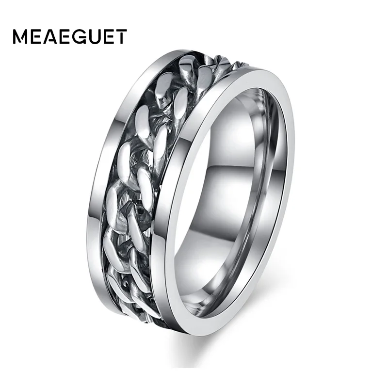 Rotatable Chain Men Rings Stainless Steel Spinner Reliever Stress Jewelry Black Gold Silver Color
Rotatable Chain Men Rings Stainless Steel Spinner Reliever Stress Jewelry Black Gold Silver Color