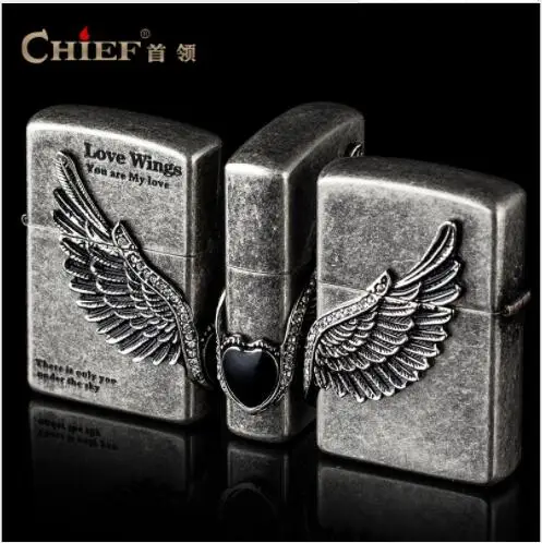 original CHIEF package lighter retro grinding wheel kerosene oil lighter high quality LOVE WING lighter men's smoking gift
original CHIEF package lighter retro grinding wheel kerosene oil lighter high quality LOVE WING lighter men's smoking gift