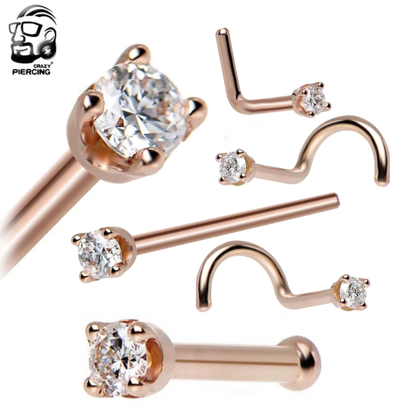 Rose Body Piercing Jewelry Nose Stud Ring 316L Stainless Steel Nose Bones High Brightness Zircon Nose Screw For Women 5Pcs/Pack
Rose Body Piercing Jewelry Nose Stud Ring 316L Stainless Steel Nose Bones High Brightness Zircon Nose Screw For Women 5Pcs/Pack