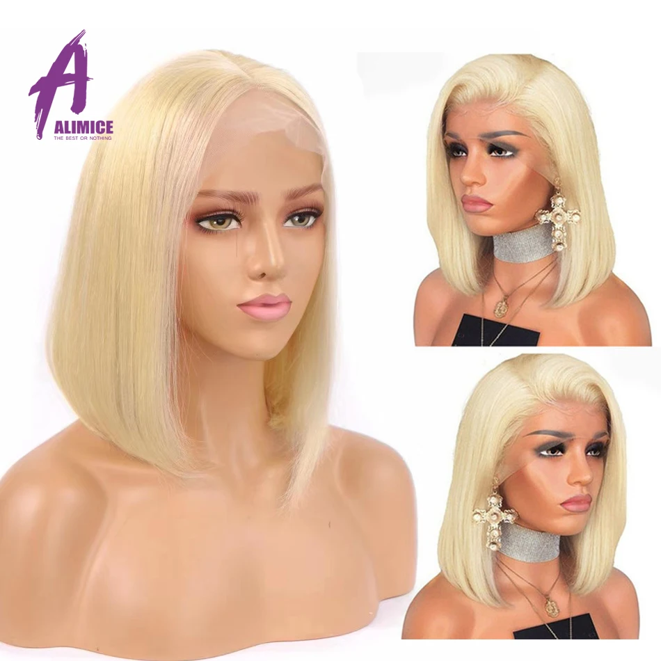 613 Blonde Short Bob Full Lace Wig Pre plucked With Baby Hair Peruvian Straight Human Remy Full Lace Wigs Can Be Dyed Any Color (19)