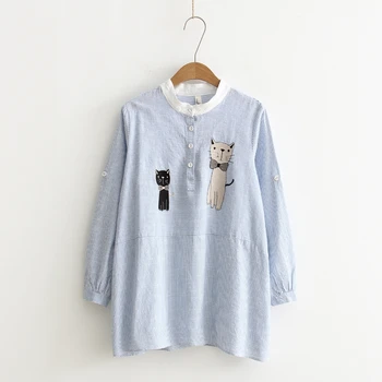 MERRY PRETTY Femme Striped Shirt Women Style New Fashion Stand Collar Half Sleeve Shirt Women Sweet Cotton Linen Blouses Tops
MERRY PRETTY Femme Striped Shirt Women Style New Fashion Stand Collar Half Sleeve Shirt Women Sweet Cotton Linen Blouses Tops