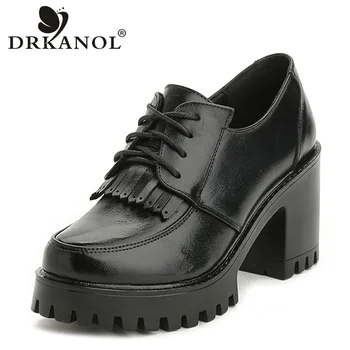 DRKANOL 2019 Spring Autumn Genuine Leather Women Pumps British Style Lace Up Platform Thick High Heel Shoes Women Tassel Shoes
DRKANOL 2019 Spring Autumn Genuine Leather Women Pumps British Style Lace Up Platform Thick High Heel Shoes Women Tassel Shoes