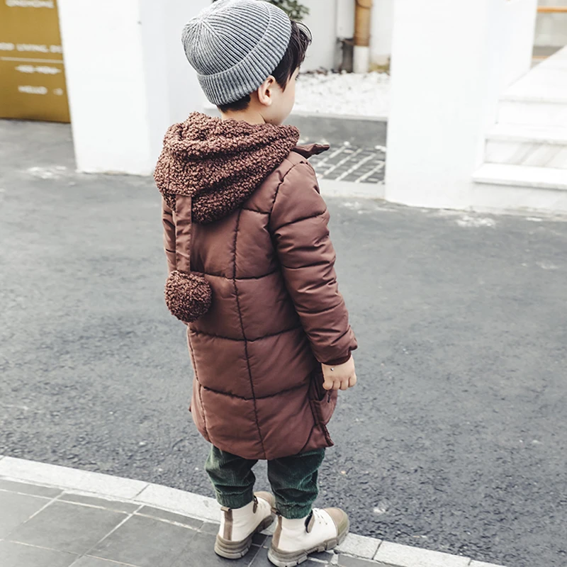 Фото Хлопковая парка для мальчиков 2018 г. Новая детская одежда длинная куртка Толстая