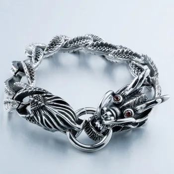 SKA Pulseras Bracelets For Men Punk Men Bracelet Titanium Steel Dragon Tension Mount Red Stone Eyes Personality Jewelry BC8-019
SKA Pulseras Bracelets For Men Punk Men Bracelet Titanium Steel Dragon Tension Mount Red Stone Eyes Personality Jewelry BC8-019