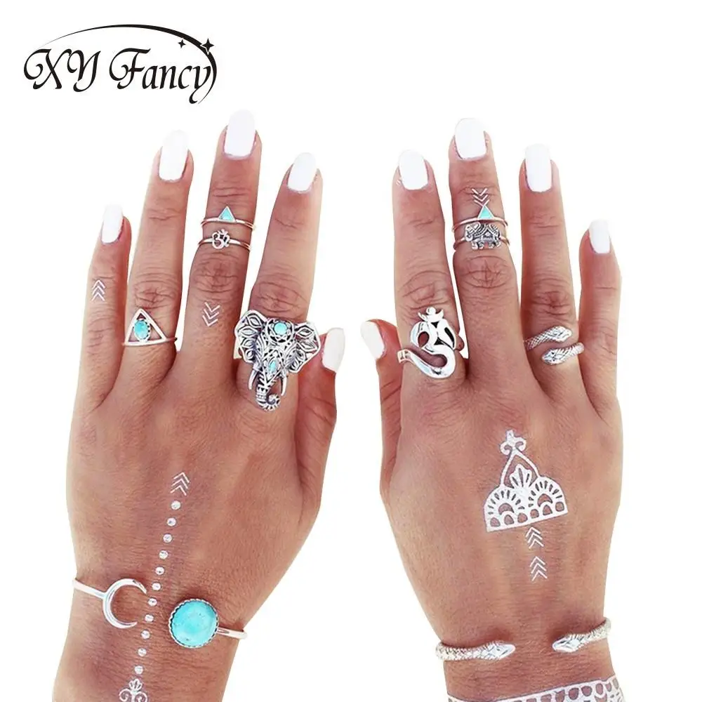 XIUFEN Women Rings Set of 8pcs Vintage Retro Snake Elephant Kylin Finger Joint Knuckle Nail
XIUFEN Women Rings Set of 8pcs Vintage Retro Snake Elephant Kylin Finger Joint Knuckle Nail