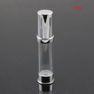 100pcs 10ML plastic airless bottle with transparent body and silver top bottom 10ml sample test Bottle | Красота и здоровье