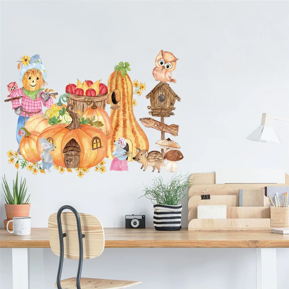 Autumn Landscape Wall Stickers Removable Cartoon Scarecrow Maple Leaf Children Room Decoration adesivo parede infantil L4
Autumn Landscape Wall Stickers Removable Cartoon Scarecrow Maple Leaf Children Room Decoration adesivo parede infantil L4