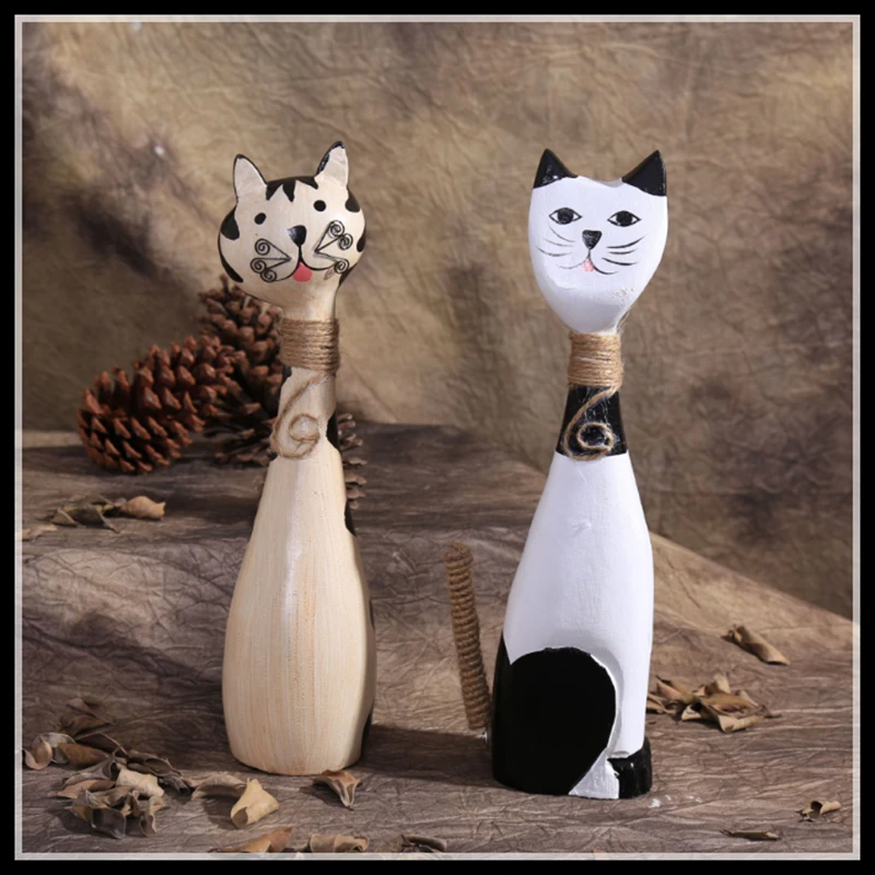 Wooden Animal Figurines 2 Pieces/set Home Decor Cat Decoration Ornament Craft Gift For Women ElimElim
Wooden Animal Figurines 2 Pieces/set Home Decor Cat Decoration Ornament Craft Gift For Women ElimElim