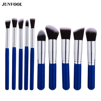 Blue/Silver Makeup Brushes Set 10Pcs Cosmetics Foundation Blending Blush Makeup Tool Powder Eyeshadow Full Function Cosmetic Set