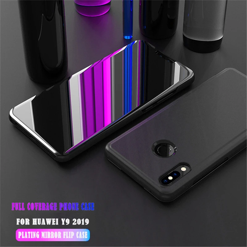 Прозрачный зеркальный кожаный чехол для Huawei Y5 Y7 Prime Y6 Y9 2018 P Smart Plus 2019 Honor 10 9 8 Lite 8X Max