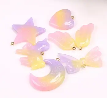 kawaii Flat back resin Glitter Unicorn Charm Bow Moon Star Heart Wing Necklace Keychain Pendant DIY Decoration Charm Craft
kawaii Flat back resin Glitter Unicorn Charm Bow Moon Star Heart Wing Necklace Keychain Pendant DIY Decoration Charm Craft
