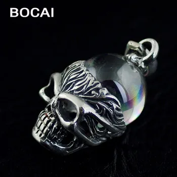 S925 sterling silver white crystal ball Thai silver skull pendant for man 
S925 sterling silver white crystal ball Thai silver skull pendant for man