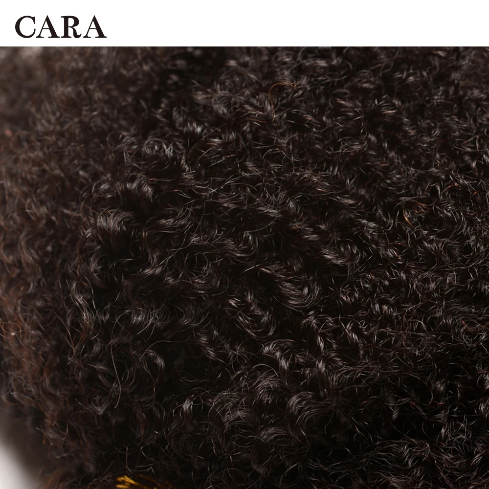 Афро кудрявый вьющиеся Связки с закрытием монгольский Девы человеческих волос