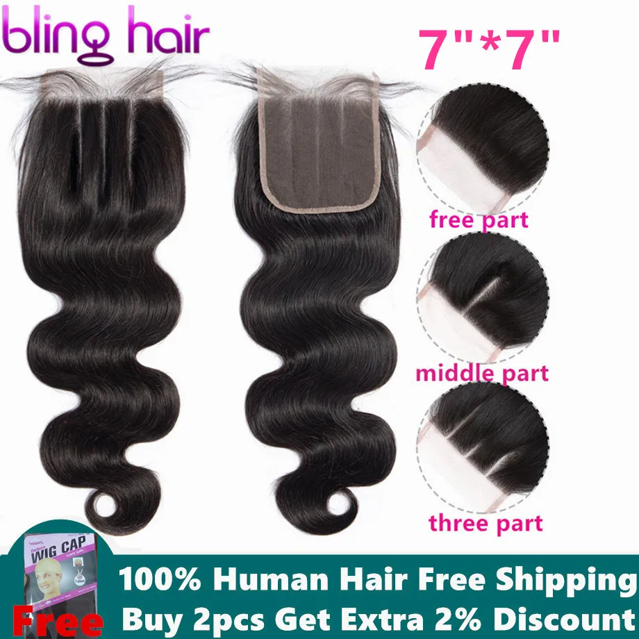 Bling Hair 7x7 Lace Closure Peruvian Body Wave Human Hair Closure Free/Middle/Three Part With Baby Hair Non Remy Natural Color
Bling Hair 7x7 Lace Closure Peruvian Body Wave Human Hair Closure Free/Middle/Three Part With Baby Hair Non Remy Natural Color
