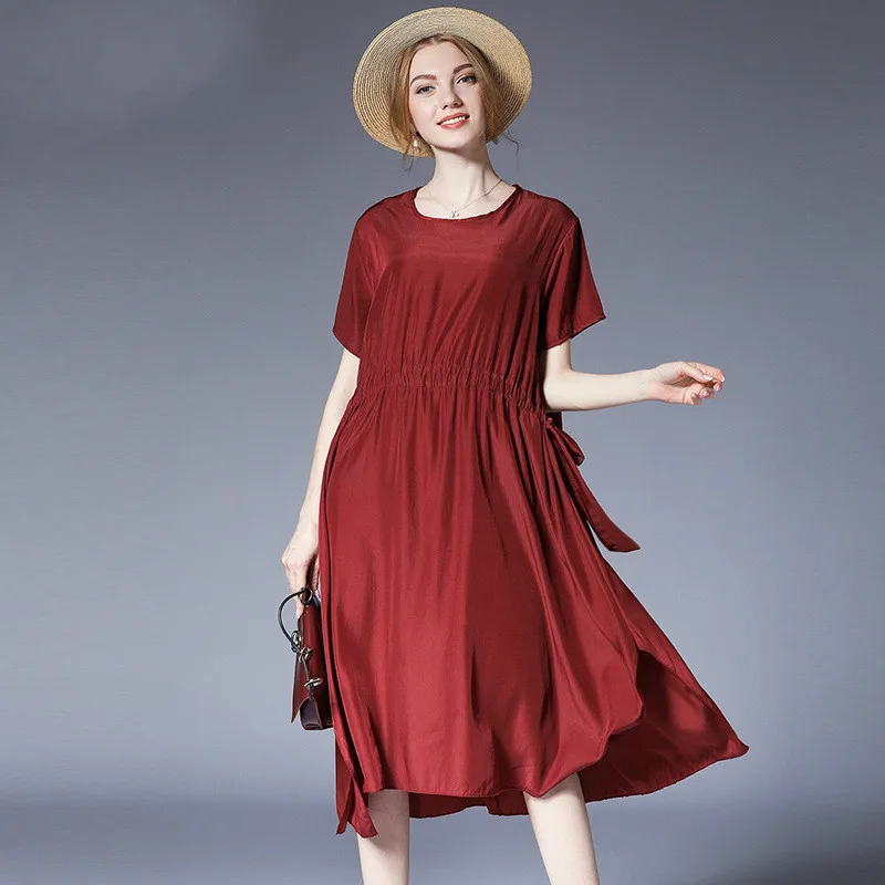 Loose Fit Glossy Plus Size Dress Cinched Waist Summer Midi Dresses Wine, Black XL to 4xl
Loose Fit Glossy Plus Size Dress Cinched Waist Summer Midi Dresses Wine, Black XL to 4xl