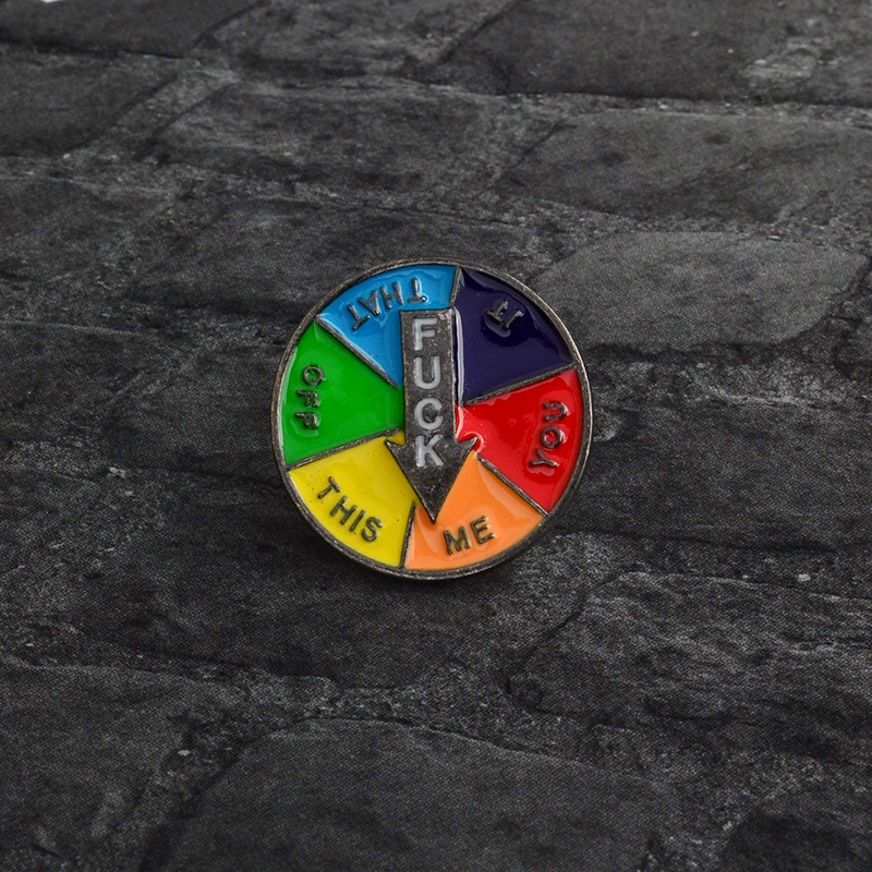 Cartoon Multicolor Turntable Brooch Fu* OFF ME YOU IT THIS THAT Pin Button Jacket Coat Bag Collar Pin Badge Fashion Jewelry
Cartoon Multicolor Turntable Brooch Fu* OFF ME YOU IT THIS THAT Pin Button Jacket Coat Bag Collar Pin Badge Fashion Jewelry