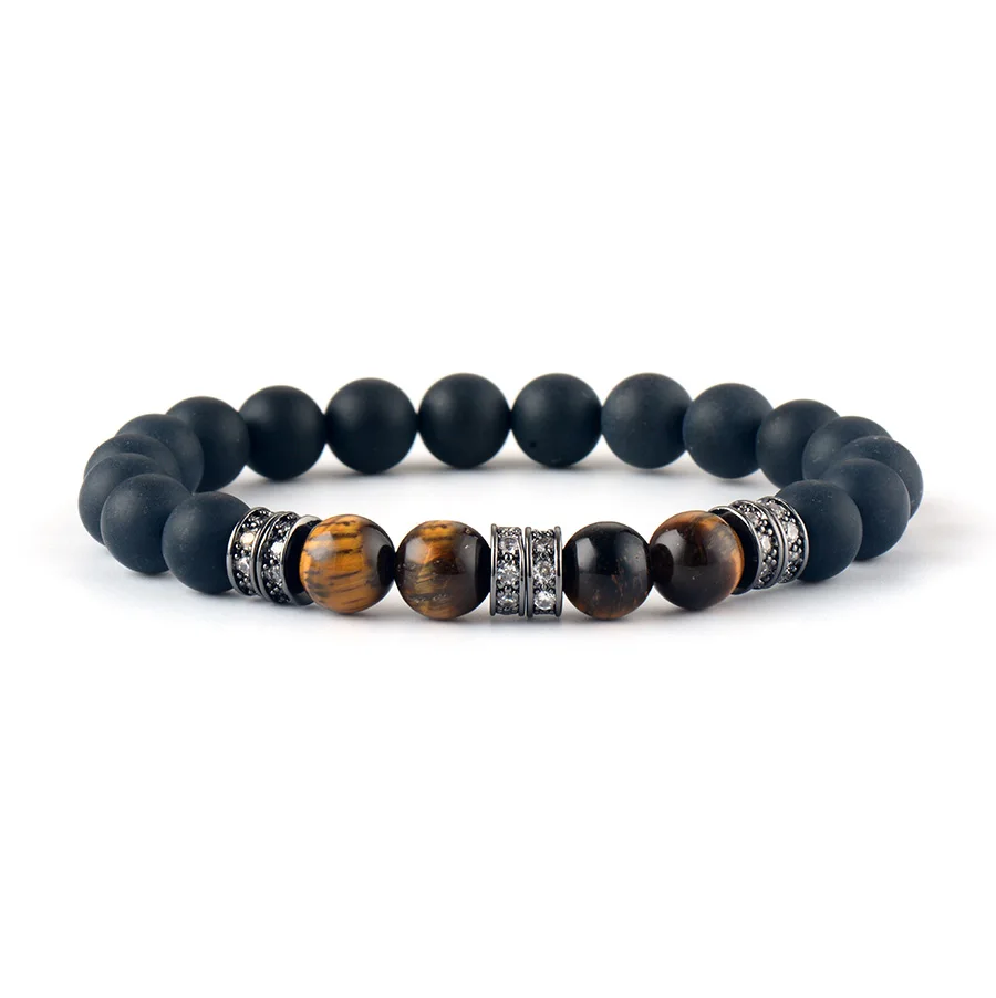 Punk Bracelets 8MM Matte Onyx Tiger Eye Hematite Zircon Elastic Band Stretched Bracelets Unisex Steapunk Bracelet Couples Gifts
Punk Bracelets 8MM Matte Onyx Tiger Eye Hematite Zircon Elastic Band Stretched Bracelets Unisex Steapunk Bracelet Couples Gifts