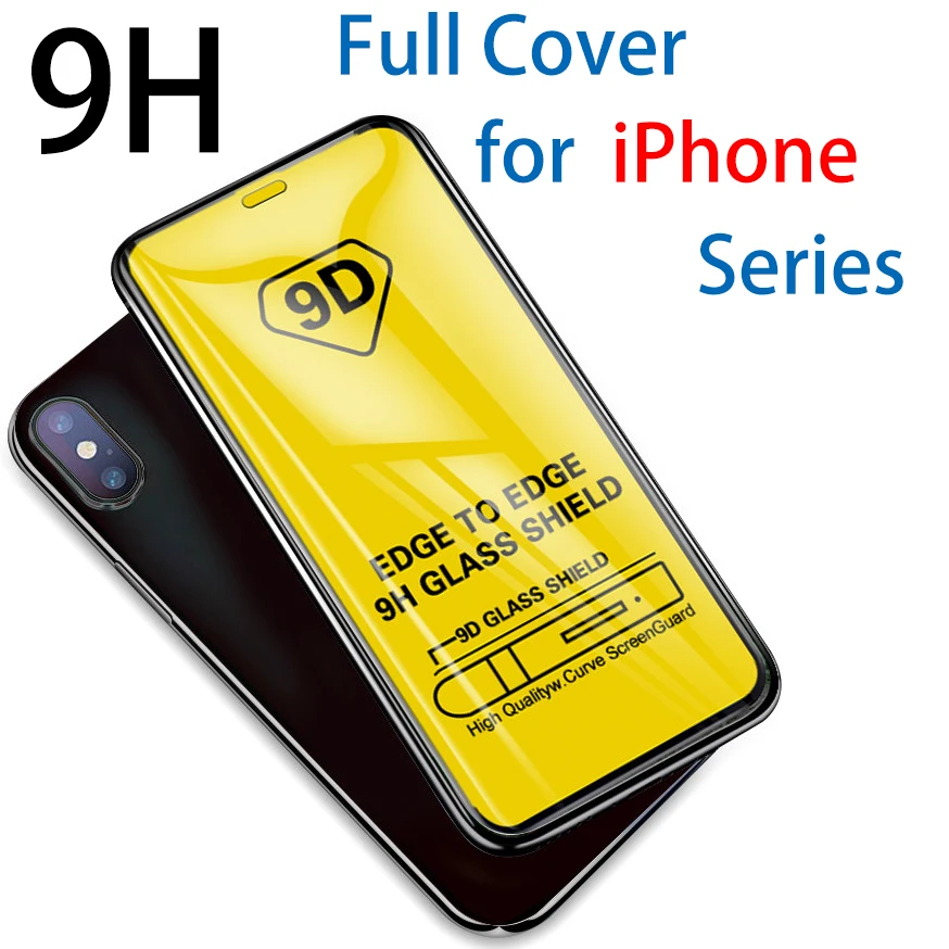Закаленное стекло 9D 9H для Apple iPhone X XS Max XR Защитное экрана i phone iph 6 7 8 plus 7plus
