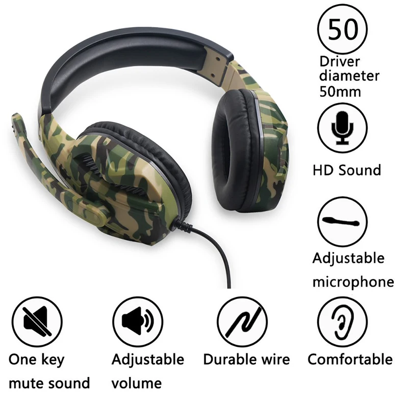 Camouflage Gaming Headset PS4 PC Computer Xbox One Gamer Headset Game Headphone With Microphone For Computer Moblie Phone laptop
Camouflage Gaming Headset PS4 PC Computer Xbox One Gamer Headset Game Headphone With Microphone For Computer Moblie Phone laptop