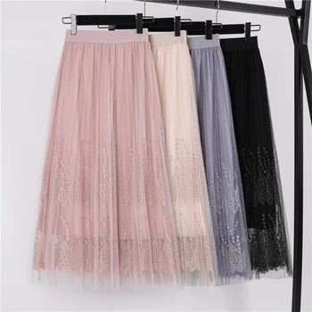 Shintimes 2019 Summer Autumn Fashion Black Pink Gray Mesh Pleated Skirts Womens High Waist A-line Embroidery Skirt Jupe Femme
Shintimes 2019 Summer Autumn Fashion Black Pink Gray Mesh Pleated Skirts Womens High Waist A-line Embroidery Skirt Jupe Femme