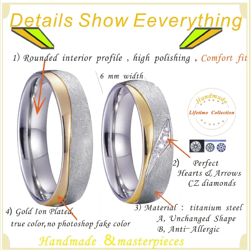 Unique vintage gold silver color wedding band couple rings pair love men\`s jewelry women\`s ring anillos alliance anel (3)