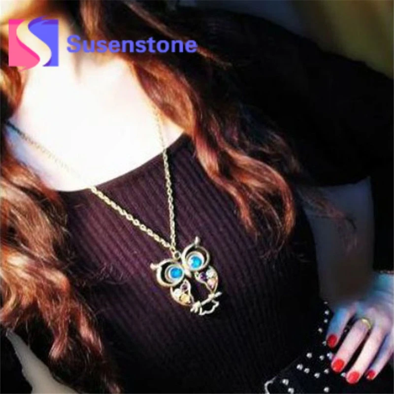 2019 Hot Women Sweater Coat Necklace Crystal Big Blue Eyed Owl Long Chain Pendant Necklace Women Jewelry Accessory Wholesale
2019 Hot Women Sweater Coat Necklace Crystal Big Blue Eyed Owl Long Chain Pendant Necklace Women Jewelry Accessory Wholesale
