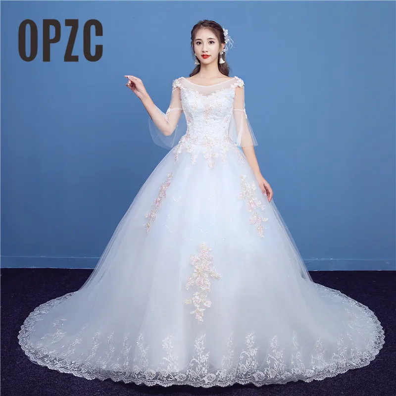 Lace Half Flare Sleeve Colorful Embroidery Appliques Brush Train Wedding Dress 2018 New Elegant Pregnant Vestido De Noiva
Lace Half Flare Sleeve Colorful Embroidery Appliques Brush Train Wedding Dress 2018 New Elegant Pregnant Vestido De Noiva
