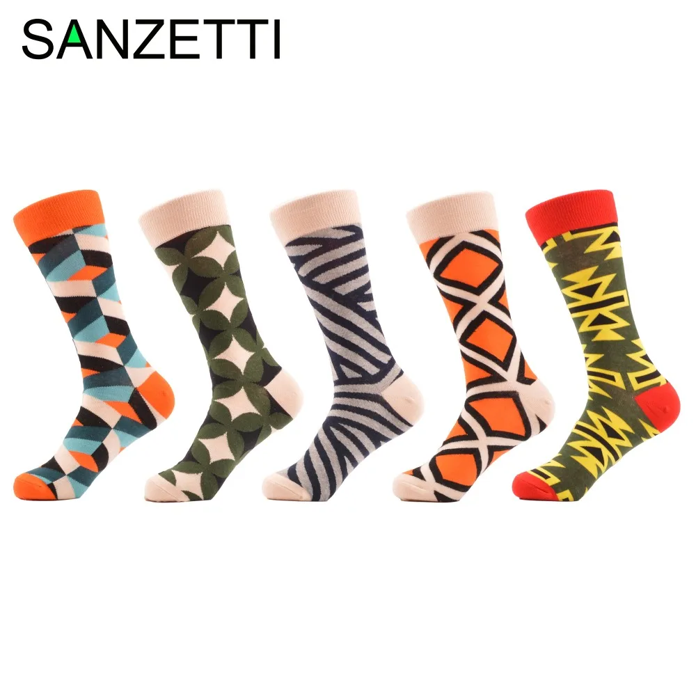 SANZETTI 5 pair/lot Men's Funny Colorful Combed Cotton Socks Geometry Style Dress Casual Crew Socks for Man
SANZETTI 5 pair/lot Men's Funny Colorful Combed Cotton Socks Geometry Style Dress Casual Crew Socks for Man