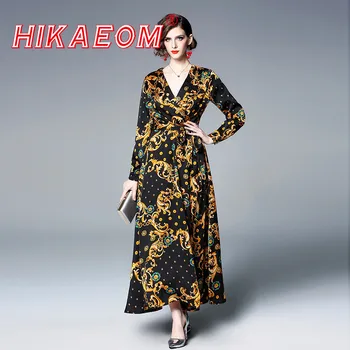 2019 Spring Summer New Women's Dresses Big Swing V-neck Print Long Sleeve Slim Sashes Long Sleeve Maxi Dress
2019 Spring Summer New Women's Dresses Big Swing V-neck Print Long Sleeve Slim Sashes Long Sleeve Maxi Dress