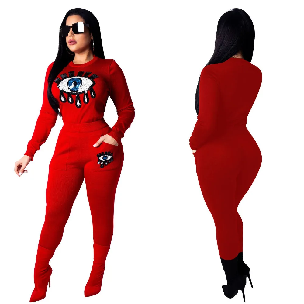 2019 New Sequins Women's Set Big Eyes Printed Hoodies Suit 2 Piece Set Streetwear Red Black
2019 New Sequins Women's Set Big Eyes Printed Hoodies Suit 2 Piece Set Streetwear Red Black