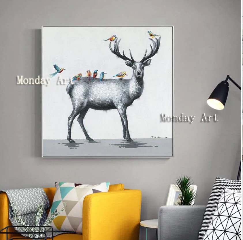Handmade wall oil painting handpainted lovely deer bird cartoon animal oil paintings for living room kid's room wall decoration
Handmade wall oil painting handpainted lovely deer bird cartoon animal oil paintings for living room kid's room wall decoration