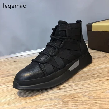 Hot Sale Spring Autumn Man Flat High-top Comfortable Sneakers Genuine Leather Lace Up Men Black Color Casual Shoes Brand Boots
Hot Sale Spring Autumn Man Flat High-top Comfortable Sneakers Genuine Leather Lace Up Men Black Color Casual Shoes Brand Boots