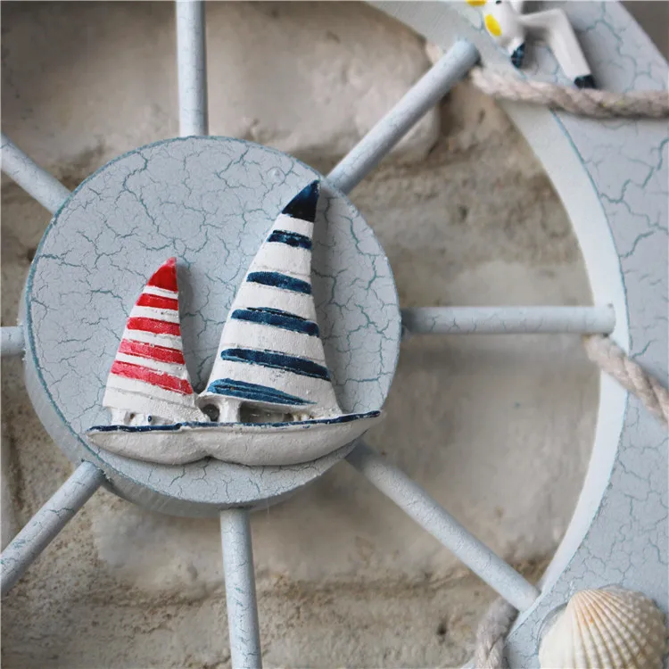 Waliicorners decorative ornaments wall hangings 28cm wooden rudder helmsman handmade wood crafts mini helmsman home decorations 33