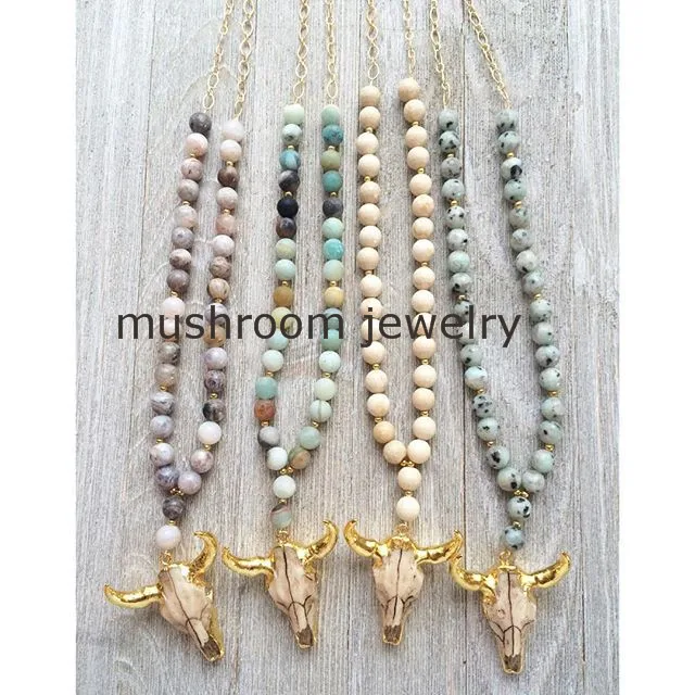 Rosary Chain NecklaceJaspers Amazonite Agates Arrowhead Pendant Buffalo Horn Skull Pendant Necklace
Rosary Chain NecklaceJaspers Amazonite Agates Arrowhead Pendant Buffalo Horn Skull Pendant Necklace
