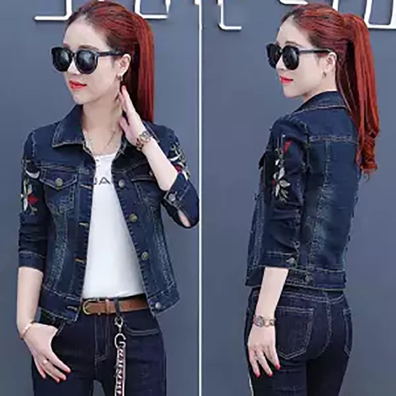Women Embroidery Jackets and Coats Elegant Button Design Elastic Jean Jacket Women Vintage Pocket Long Sleeve Denim Coat
Women Embroidery Jackets and Coats Elegant Button Design Elastic Jean Jacket Women Vintage Pocket Long Sleeve Denim Coat