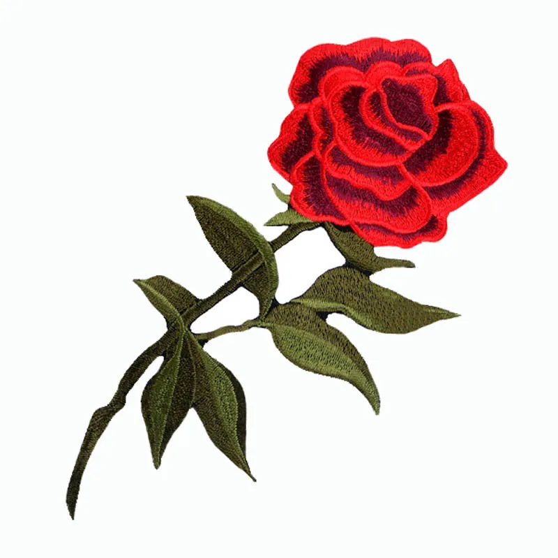 Rose Applique Embroidery Patch 1PC DIY Resplendent Flower Red Rose Blossom